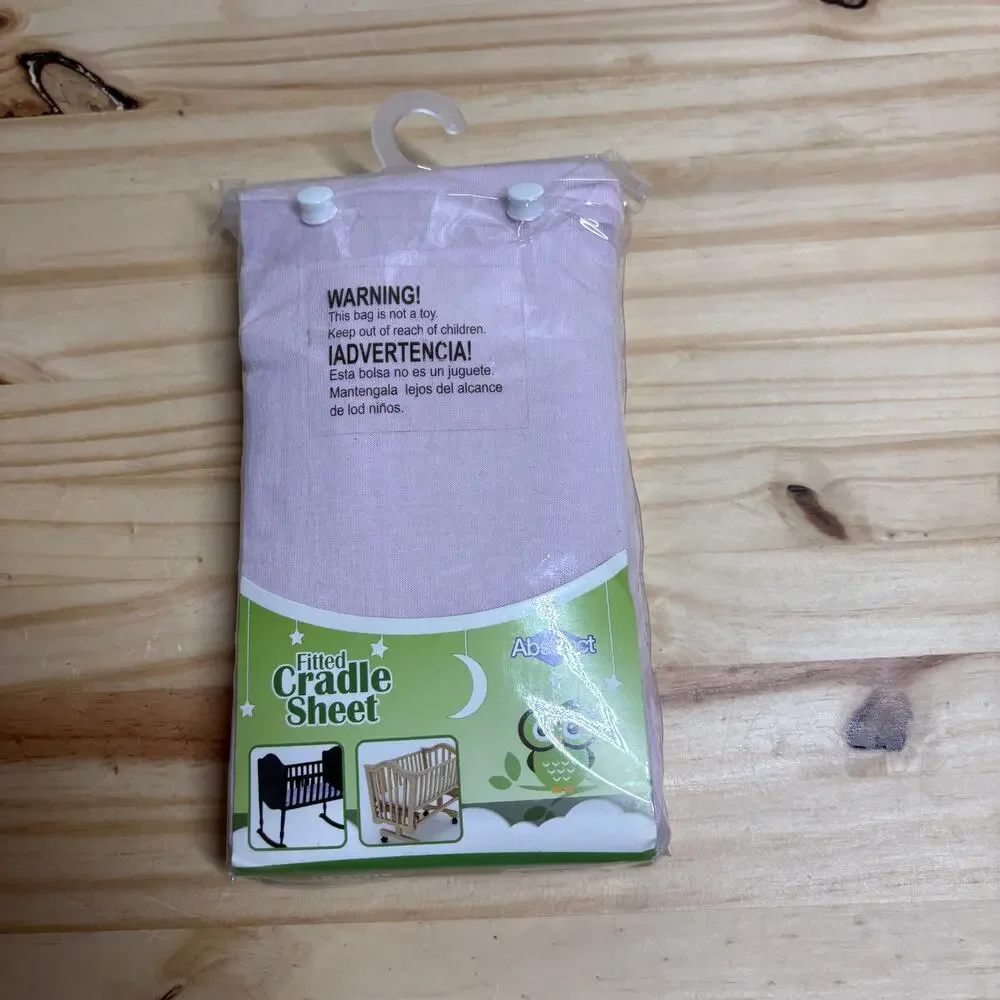 Abstract Fitted Cradle Nursery Sheet Pink Cotton Knit 18X36